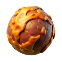 stunning vintage 3D Render of Chocolate Sphere with Caramel Drizzle high resolution png