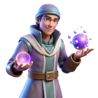 beautiful modern 3D Render Young Wizard Magic authentic png