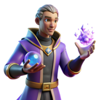 magnificent traditional Fantasy Wizard 3D Render premium png