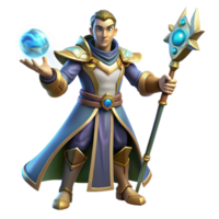wonderful rustic Fantasy Wizard 3D Render high quality png