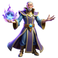magnificent classic Wise Wizard 3D Render high resolution png
