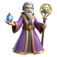 magnificent rustic Wise Wizard 3D Render premium png
