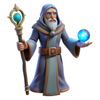 impressive traditional Wizard 3D Render Fantasy Character premium png