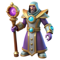 stunning artistic 3D Render Wizard Cartoon Character Illustration detailed png