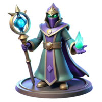 stunning minimalist 3D Render of a Fantasy Wizard high quality png