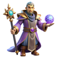 vibrant artistic Wise Wizard 3D Render original png