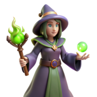 elegant traditional 3D Render Green Witch Fantasy high resolution png