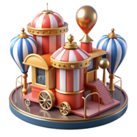 extraordinary rustic Whimsical 3D Circus Train Illustration 4K png
