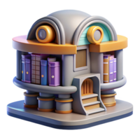 stunning rustic 3D Cartoon Library Building Illustration high resolution png