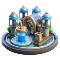 vibrant modern 3D Render of a Fantasy Fountain high resolution png