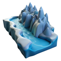 impressive vintage Stylized 3D Mountain Range and River Illustration 4K png