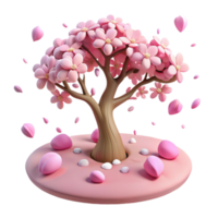 vibrant modern Pink Cherry Blossom Tree 3D Render high quality png