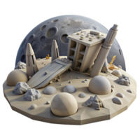 elegant rustic Lunar Crash Site 3D Render exclusive png