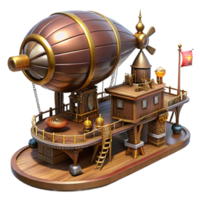 magnificent rustic Steampunk Airship 3D Render high resolution png