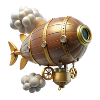 wonderful rustic Steampunk Airship 3D Render 4K png