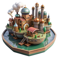 stunning rustic Enchanted Floating Island 3D Render high resolution png
