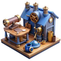 serene minimalist 3D Render of a Whimsical Workshop authentic png