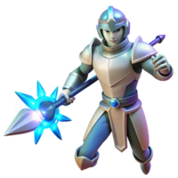 magnificent contemporary 3D Render Knight with Glowing Spear genuine png