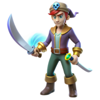 serene rustic Young Pirate 3D Render authentic png