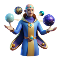 beautiful rustic 3D Render of a Wise Wizard authentic png