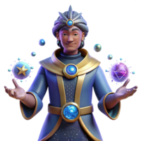 vibrant minimalist Wise Wizard 3D Render genuine png