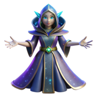 dramatic minimalist 3D Render Sparkling Fantasy Elf Mage authentic png