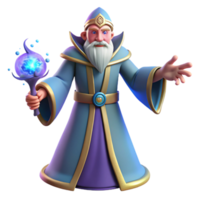 magnificent classic 3D Render Wizard with Staff detailed png