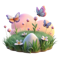 stunning artistic 3D Cartoon Butterfly Meadow Illustration high quality png