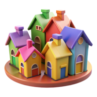 beautiful minimalist Colorful Cartoon House 3D Render premium png