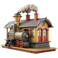 extraordinary abstract Charming 3D Render of a Vintage Train Station authentic png