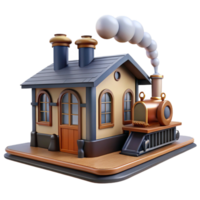 extraordinary rustic Charming 3D Render of Train House high resolution png