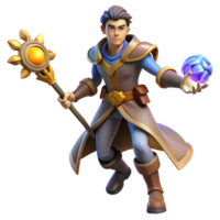 beautiful abstract Young Wizard 3D Render high quality png