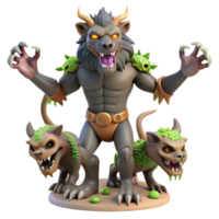 wonderful artistic 3D Render of Mythical Creature with Two Beasts authentic png