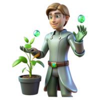 magnificent rustic 3D Illustration Botanist Studying Plant Growth original png