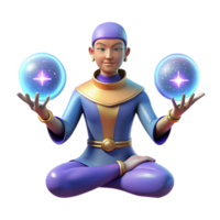 dramatic rustic Mystic 3D Render of a Wizard original png
