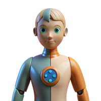 serene artistic Friendly 3D Render of a Robot Boy high resolution png