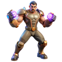 beautiful traditional Powerful 3D Render of a Futuristic Hero high quality png
