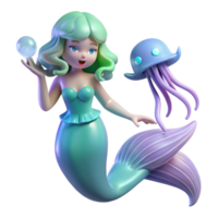 serene modern Enchanted Mermaid 3D Render high resolution png
