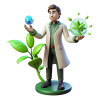 wonderful rustic 3D Scientist Protecting Planet Earth detailed png