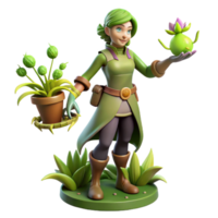 impressive rustic 3D Render of a Green Clad Herbalist genuine png