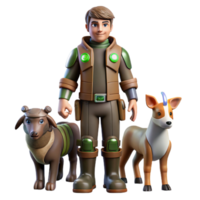 impressive minimalist 3D Render Boy with Fantasy Animals detailed png