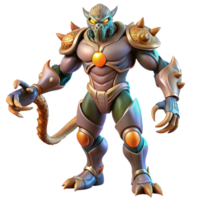 elegant minimalist Powerful Armored Creature 3D Render detailed png