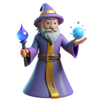 serene artistic Wizard 3D Render Fantasy Magic Staff detailed png