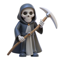 elegant minimalist Grim Reaper 3D Render Cartoon exclusive png