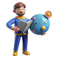 elegant classic 3D Cartoon Scientist Exploring Cell Structure authentic png