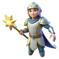 dramatic modern 3D Render Young Knight Fantasy Illustration high resolution png