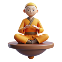 stunning vintage 3D Render Monk Meditating on Top exclusive png