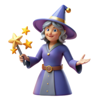 magnificent rustic Friendly 3D Witch Illustration high resolution png