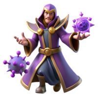 elegant minimalist Fantasy Wizard 3D Render detailed png