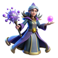 serene contemporary Fantasy 3D Render of a Female Mage premium png